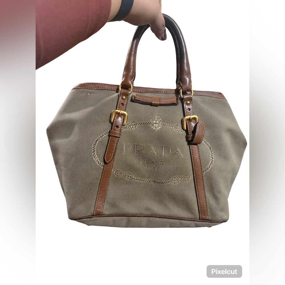 PRADA BROWN JACQUARD 2way handbag